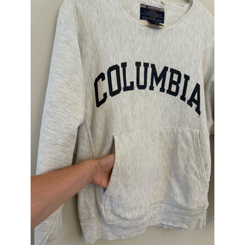 Champion Reverse Weave Columbia‎ Sweatshirt Cutoff Neck Gray Size S Oversized - Picture 2 of 7